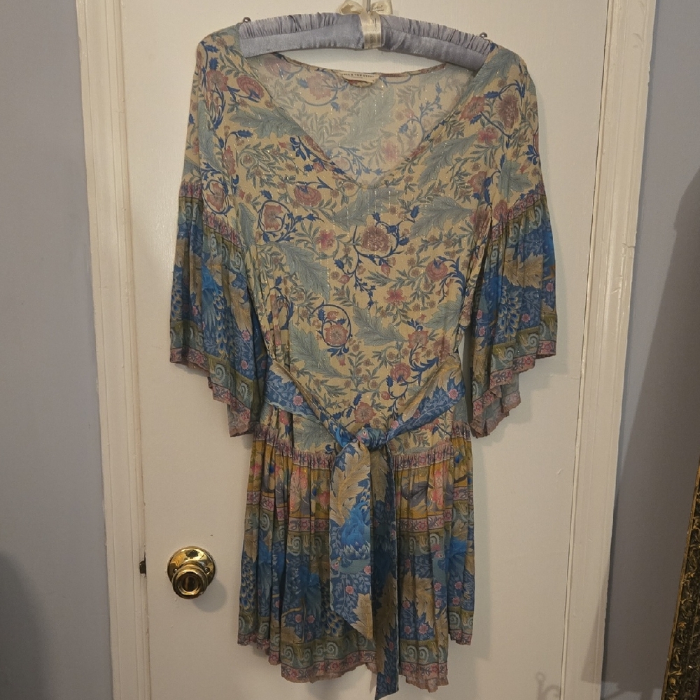 Spell Blue and Yellow Floral Midi Dress